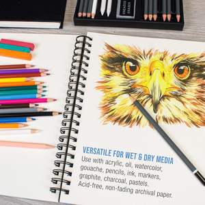 Carnet de croquis à spirale A4 épaissi pour étudiants en art, 60 feuilles intérieures, papier à dessin au crayon, couverture cadeau - Product Image 5