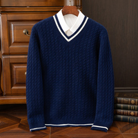 Pull en pur cachemire pour hommes Pull en tricot à col en V de grande taille Pull en cachemire pour hommes