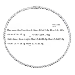 Collana <span class=keywords><strong>Tennis</strong></span> in Moissanite all'Ingrosso, Catena 3mm 0.1ct Bubble VVS1 con Certificato GRA, <span class=keywords><strong>Gioielli</strong></span> in Argento 925 per Donne, Uso Quotidiano - Product Image 6