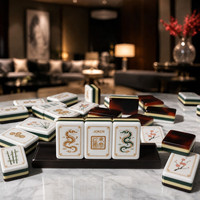 2026 Originality Ensemble de Mahjong Chinois-Américain de Luxe, Motif Écaille de Tortue, Peint à la Main, Tuiles d'Art Classique en Acrylique, Cadeau, En Stock, Prêt à l'emploi