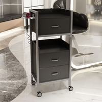 Chariot de Salon Moderne en Fer avec Roues Fluides, Chariot de Rangement Multi-Niveaux pour Outils de Coiffure Professionnels et Studio de Beauté