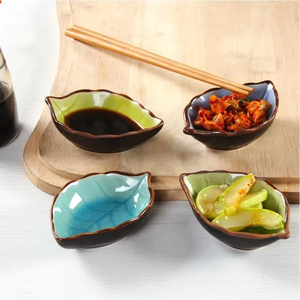 Plats à sauce créatifs, écologiques, durables et modernes en porcelaine, motif dessin animé en forme de feuille, pour sauces, assaisonnements, sauce soja, vinaigre et glace - Product Image 6