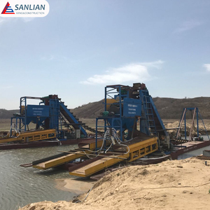 جرافة سلم من الماس الذهبي عالي الانتعاش معدات تعدين الرمال مع محرك أساسي للتركيز الخشن - Product Image 1