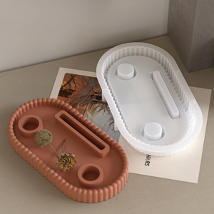 DIY Ovale Rayé Bougie Plateau Colle <span class=keywords><strong>Moule</strong></span> De Noël Plâtre <span class=keywords><strong>Bougeoir</strong></span> Présentoir <span class=keywords><strong>Moule</strong></span> En Silicone - Product Image 3