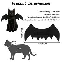 Accessoire de cosplay pour Halloween, ailes de chauve-souris en tissu feutré réglables pour chats et petits chiens, costume pour animaux de compagnie