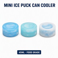 Lot de 45 ml de mini-blocs réfrigérants réutilisables ronds en PEHD de qualité alimentaire pour boissons et aliments, idéal pour la bière et les boissons en extérieur