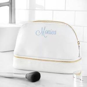 Bolsa de cosméticos de cuero PU impermeable de moda con cremallera de resina bolsas de maquillaje de doble capa bolsa de almacenamiento de cosméticos portátil para viajes - Product Image 3