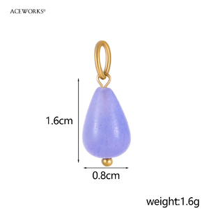 จี้หินประจำเดือนเกิด |   จี้หินธรรมชาติ Tearprop พร้อมห่วงสแตนเลสสตีลชุบทอง 18K PVD สำหรับทำเครื่องประดับ - Product Image 5