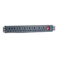 Multiprise PDU 8 voies standard national, montage en rack 1U, prise CN 3 broches 10A 250V avec interrupteur principal lumineux