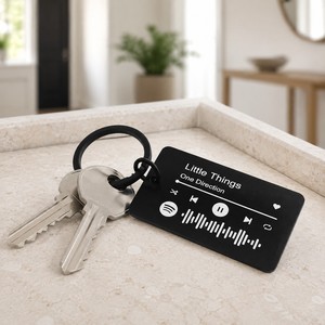 Llavero de Metal con Código de Música de <span class=keywords><strong>Spotify</strong></span> Grabado con Láser Personalizado, Canción y Artista Personalizados, Anillo Rectangular Negro para Llaves - Product Image 3