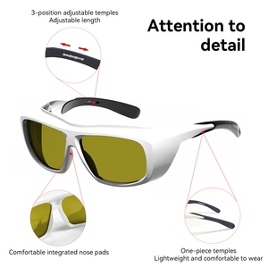 Gafas de protección láser certificadas 190-510nm OD6 450nm Anti luz azul para máquina de diodo láser Gafas DE SEGURIDAD láser Lentes - Product Image 4