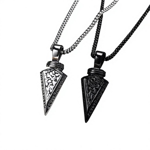 Colgante de flecha vikinga de acero inoxidable para hombre, cadena de bambú, collar llamativo estilo hip-hop, accesorios <span class=keywords><strong>Quanxi</strong></span> Shui PN-1859 - Product Image 3