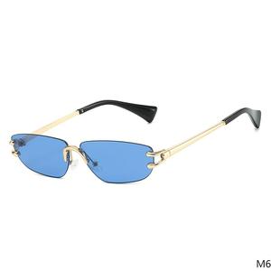 Gafas de Sol de Diseñador de Marca de Lujo, Modernas, Metálicas Doradas, Unisex, Clásicas, Retro, Cuadradas, con Logotipo Personalizado, al por Mayor, Naranja, Azul Claro - Product Image 4