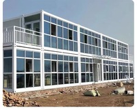 Casa Contenedor Modular Prefabricada de 2 Pisos, Multifuncional, con Estructura de Acero Rápida y Embalaje, Casa Contenedor de Vidrio