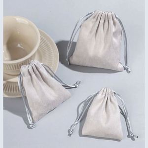 Sacs de rangement en velours personnalisés, emballages cadeaux de luxe pour bagues et colliers, petite pochette, organiseur de voyage avec impression de logo, en coton - Product Image 3