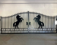 Puerta de Villa con Diseño de Caballo, Estilo Australiano, Tubo de Acero Galvanizado, Anti-UV, Resistente a la Oxidación, Duradera, Ecológica, para Exteriores, Tamaños Personalizados, Estilo Europeo