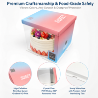 Élégante boîte cadeau à gâteau en deux parties avec fenêtre transparente – Emballage de boulangerie haut de gamme pour gâteaux d'anniversaire, de mariage et de fête