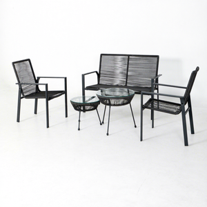 Leisure Patio Metal Set <b>Outdoor</b> Garden Furniture Courtyard Hotel Rope Sofas With Double Coffee <b>Tables</b> and Chairs - Product Image 1
