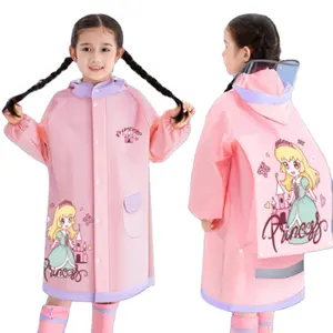 Hot selling EVA reusable rain coat poncho waterproof for kids custom school girls long raincoat