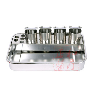 Zh Stainless Steel Deep Four Hole Square Tray With Bottle 304 Medical Aesthetic Sterilization Tray Durable - Product Image 2