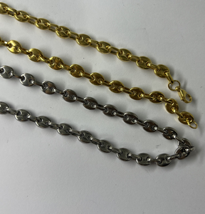 Bijoux en acier inoxydable de 7mm de largeur plaqué or, or Rose, noir et argent, chaîne en <span class=keywords><strong>maille</strong></span> de graine de <span class=keywords><strong>café</strong></span> - Product Image 6