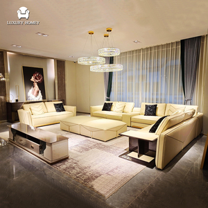 Sang Trọng Homey Hiện Đại Chính Hãng Da L-Hình Dạng Cắt Có Thể Điều Chỉnh Chuyển Đổi Sofa Đặt Mở rộng Đá Cẩm Thạch Bảng Cho Căn Hộ - Product Image 1