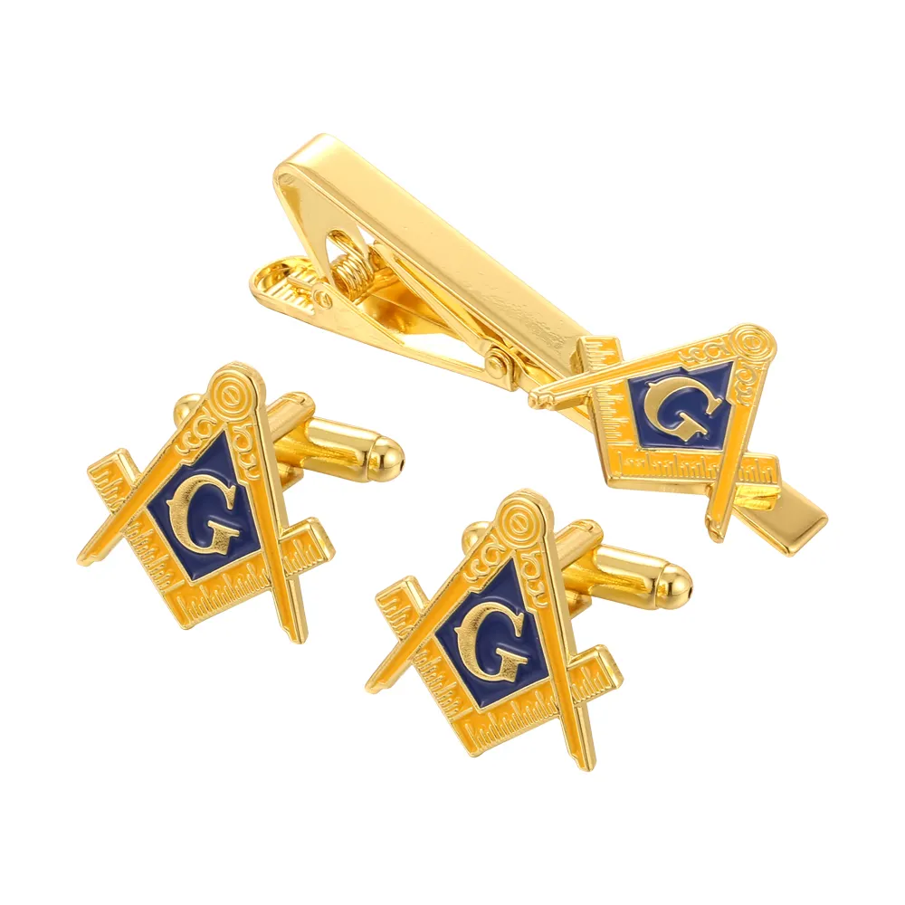 Regalo di alta qualità prezzo di fabbrica bussole massoniche personalizzate Freemason Mason Cuff links e Set di fermacravatta