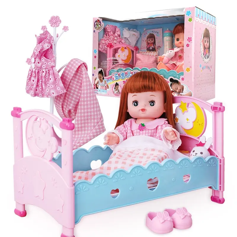 13 PULGADAS role Life baby doll Toy set con IC mini cama producto para bebé Casa de juego reborn baby doll para niñas