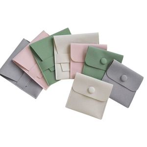 Microfiber Velvet Jewelry Bag With Snap Button For Necklace And Ring Storage Lightweight Fabric Case - Product Image 4