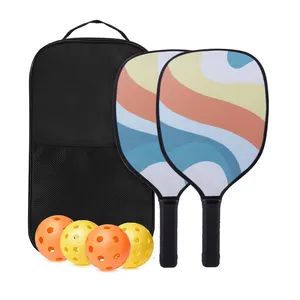 Qualidade Premium Pickleball Conjunto com Bolas Ao Ar Livre Indoor e Pás De Madeira Paddleball Conjunto Completo com Tampa Completa Saco