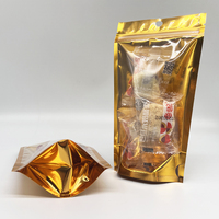 Sacs Doypack Brillants Dorés Transparents en Gros pour Usine, 50g 100g 200g, Qualité Alimentaire, avec Fermeture Éclair, pour Snacks, Noix et Emballage Alimentaire