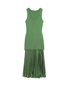 TAOP & ZA 2025 autunno nuovo temperamento moda sottile <span class=keywords><strong>in</strong></span> <span class=keywords><strong>maglia</strong></span> piccola plissettata Splicing abito lungo <span class=keywords><strong>verde</strong></span> 4192055 - Product Image 1
