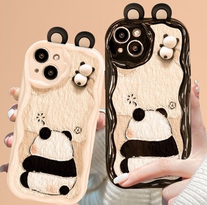 Bán buôn phổ biến ba chiều Gấu Trúc búp bê gắn thiết kế Silicone điện thoại di động trường hợp - Product Image 1