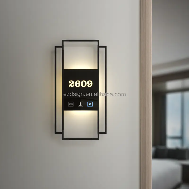 Ezd Customized Hotel Do not disturb button Door Plates Number Apartment Hotel Lighted led Plaque Sign