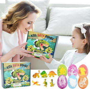Venta al por mayor lindo textura dinosaurios huevo forma sorpresa dinosaurio juguetes bombas de baño con burbuja rica - Product Image 5