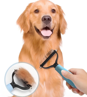 Brosse de toilettage double face pour animaux de compagnie, outil démêlant et anti-chute pour chiens à poils longs, vente en gros