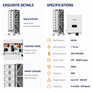 Système solaire commercial hybride triphasé <span class=keywords><strong>SolaX</strong></span> 50KW 60KW avec système de stockage de batterie LiFePO4 38.4kWh 107.5kWh complet - Product Image 4