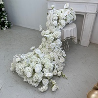 Witte Cascade Kunstbloemenarrangement Bruiloft Achtergrond Zijden Rozen Orchideeën Bloemrij voor Bruiloft Haarddecoratie
