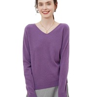 Pull en laine mérinos de luxe à col en V pour femme, 100 % laine, amincissant, anti-rides, pull d'hiver, mode haut de gamme
