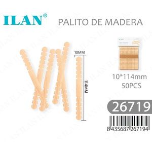 Bastoncini di legno dentellati ILAN 10x114mm 50 pezzi per artigianato e fai da te - Product Image 1