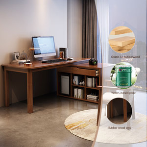Rắn Gỗ Bàn Viết Có Thể Thu Vào Đa Chức Năng Lớn Sang Trọng Máy Tính Bàn Văn Phòng L Hình Chơi Game Bàn Với Ngăn Kéo Tủ - Product Image 5