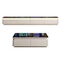 Meuble TV moderne italien minimaliste avec plateau en pierre blanche et rangement multifonctionnel pour le salon