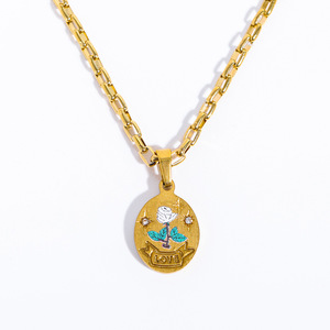 2023 estate nuova collana con sigillo in acciaio inossidabile placcato oro 18 carati con ciondolo a forma di fiore d'amore per gioielli da donna - Product Image 3