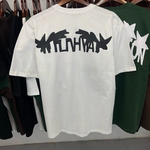 เสื้อยืดผู้ชายทรงโอเวอร์ไซส์ คอตตอน 100% แบบดรอปชิปปิ้ง 260GSM สกรีนลายปักลูกปัด สไตล์สตรีทแวร์ ไหล่ตก - Product Image 6
