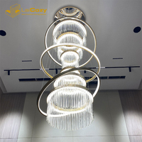 Moderne double hauteur luxe longue verre grande lampe LED pendentif plafonnier