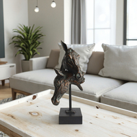 Sculpture de tête de cheval en fonte 3D soudée, figurine de cheval abstraite en métal imprimée UV pour la décoration intérieure