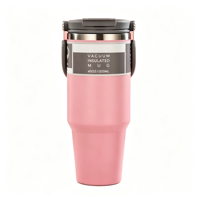 Gobelet isotherme en acier inoxydable de 40 oz, tasse à café de voyage à double paroi avec poignée et couvercle rabattable, logo personnalisé OEM