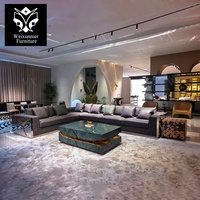 Luxus-Ledersofa Hochwertiges Designer-Sofa Edelstahl Moderne Wohnzimmermöbel Premium Zeitgenössisches Sofa-Set