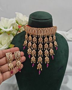 Conjunto de collar con piedras y cuentas, joyería de Latón chapado en oro de 18 quilates, collar de cadena hecho a mano para mujer, producto a granel hecho a mano - Product Image 2