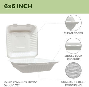 Disposable <b>Biodegradable</b> Sugarcane Bagasse Takeaway Lunch Container with Lid for Fast Food <b>Packaging</b> and Meal Delivery - Product Image 2